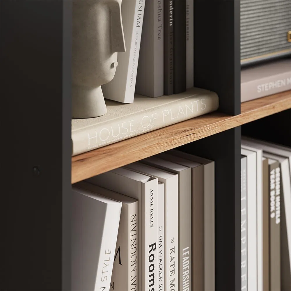 Vicco Scaffale Scutum, Antracite/Rovere dorato, 143 x 72 cm, per l’utilizzo come divisorio o come libreria aperta