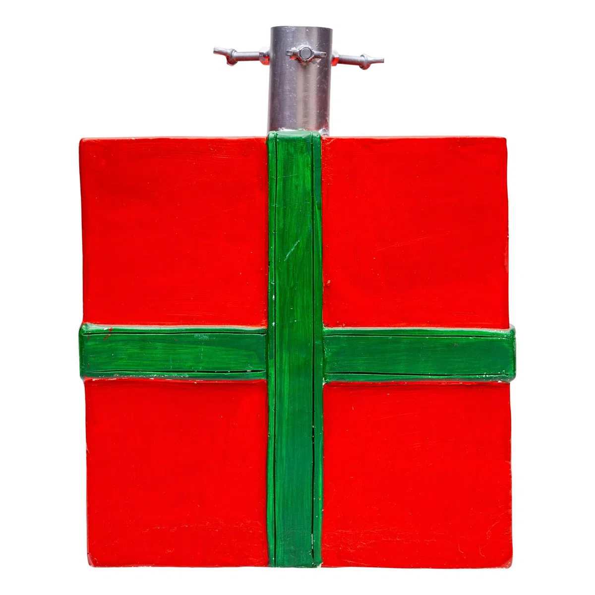 Nataland Base Pacco Regalo per Albero di Natale Dipinta A Mano, Supporto Decorativo Robusto e Stabile Alto 27 Cm con Aggancio Universale per Alberi Fino A 210 cm