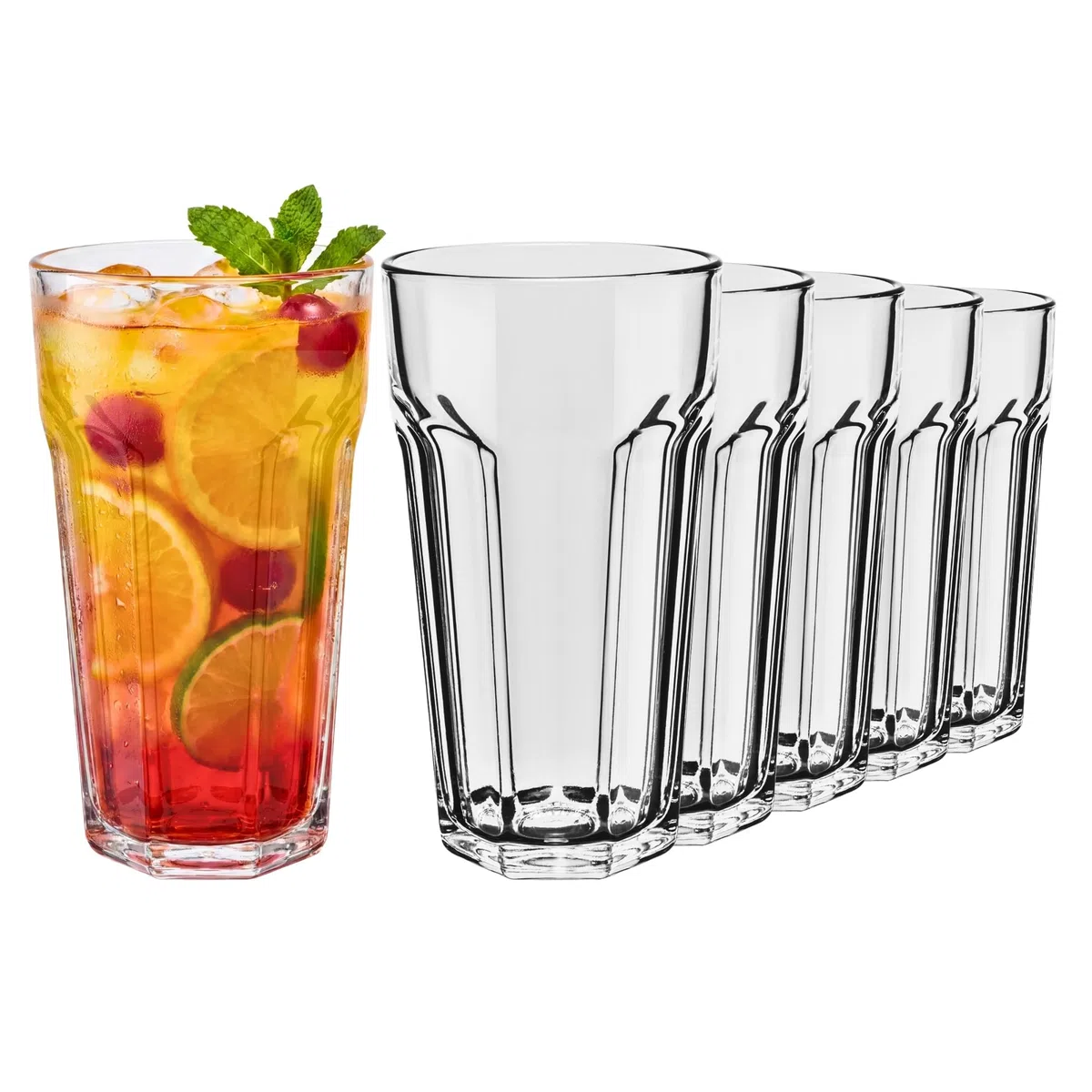 Bicchieri XXL, set da 6 pezzi, 700 ml, design americano, bicchieri da cocktail Highball, 100% riciclabili, lavabili in lavastoviglie, trasparenti