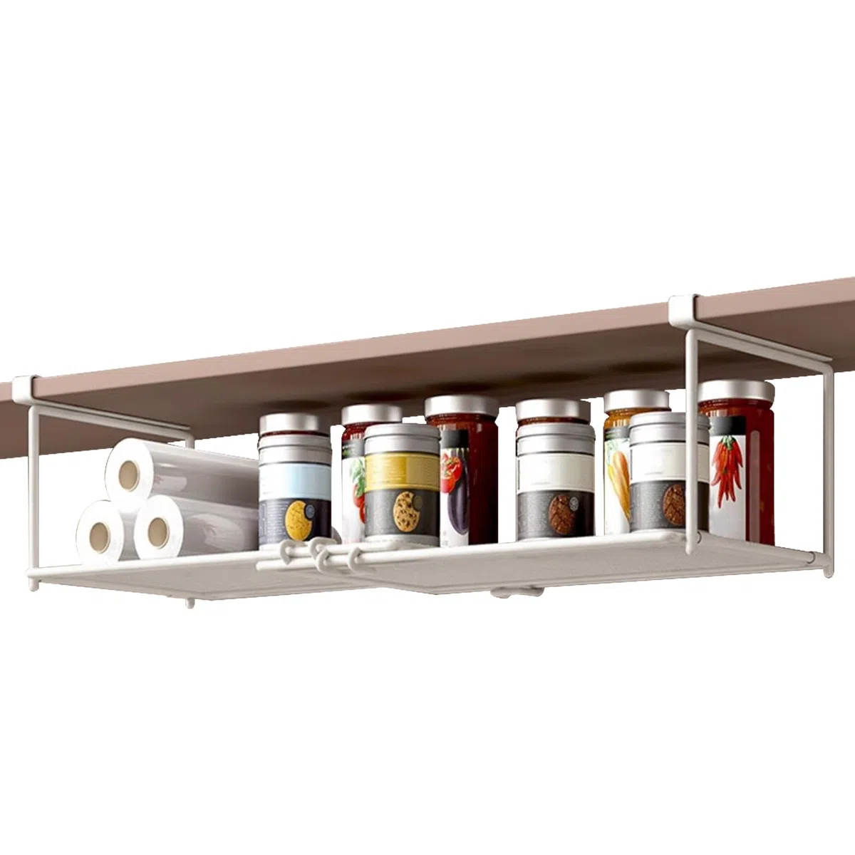 Cesto portaoggetti sotto armadio – Supporto allungabile | Griglia regolabile per casa, cucina, dispensa, camera da , bancone ufficio