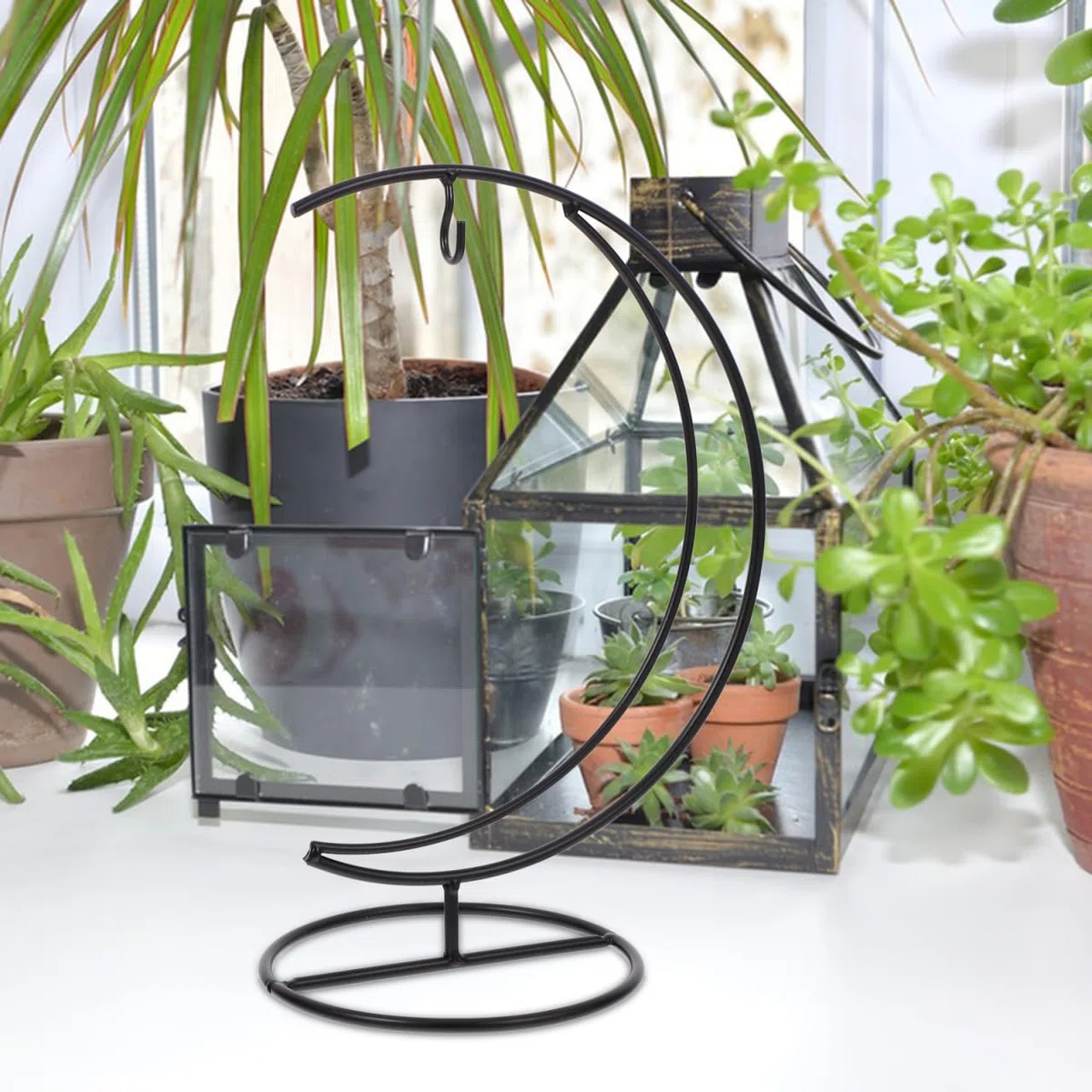 PRETYZOOM Supporto Pensile in Ferro Per Ornamenti Decorativi Con Gancio Per Piante Sospese E Globo in Vetro Stand Espositivo Per Casa Ufficio Eventi 10X4.9X4.9 Pollici