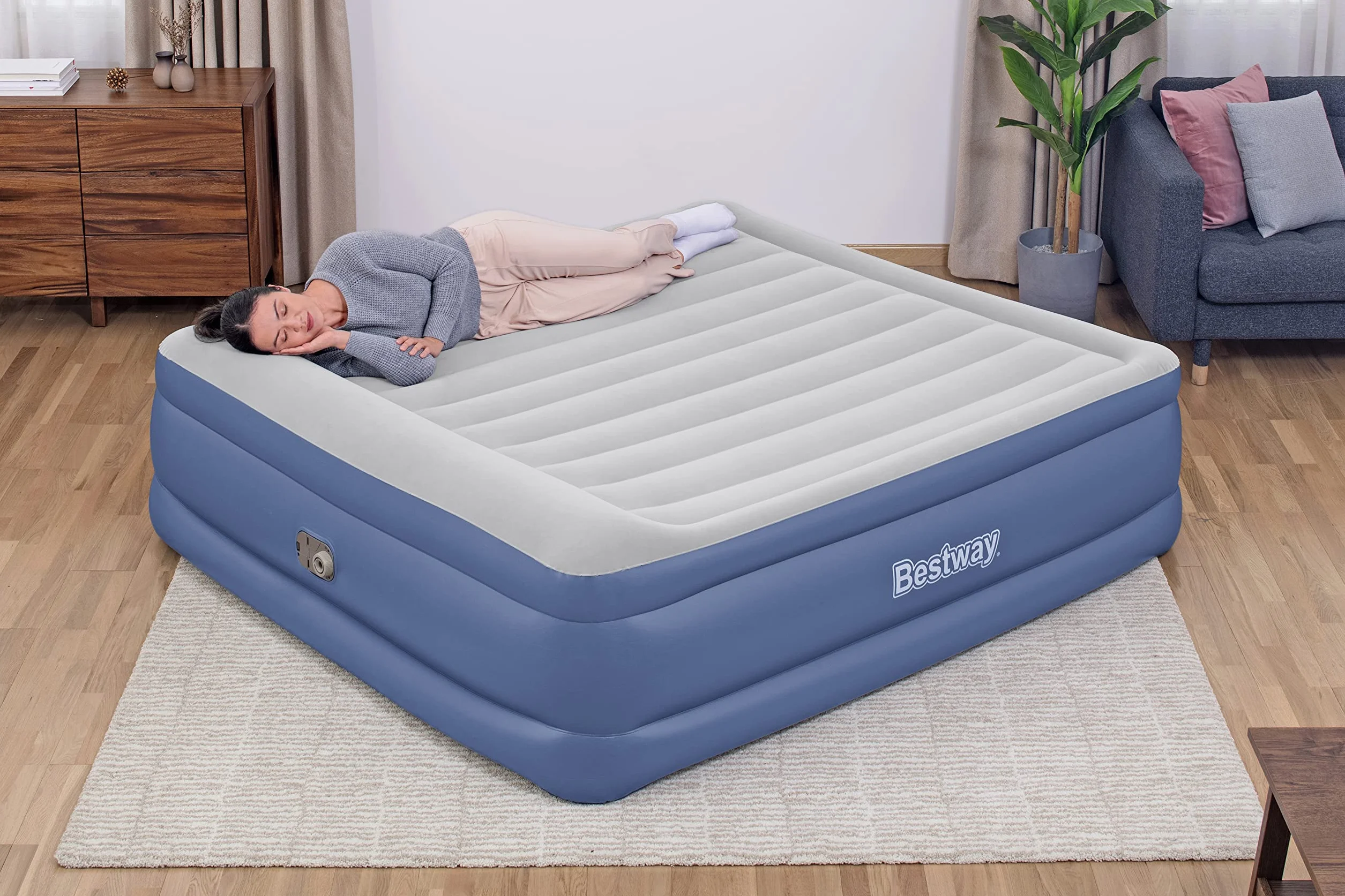 Bestway 80" x 76" x 22"/2.03m x 1.93m x 56 cm Tritech Air Mattress King Built-in AC Pump