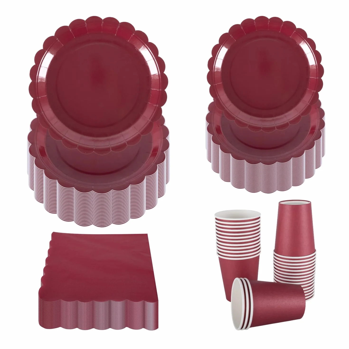 Set di stoviglie per feste per 30 ospiti, piatti di carta, tovaglioli e bicchieri da 18 cm e 23 cm, accessori per feste per compleanno, matrimonio, anniversario, Natale