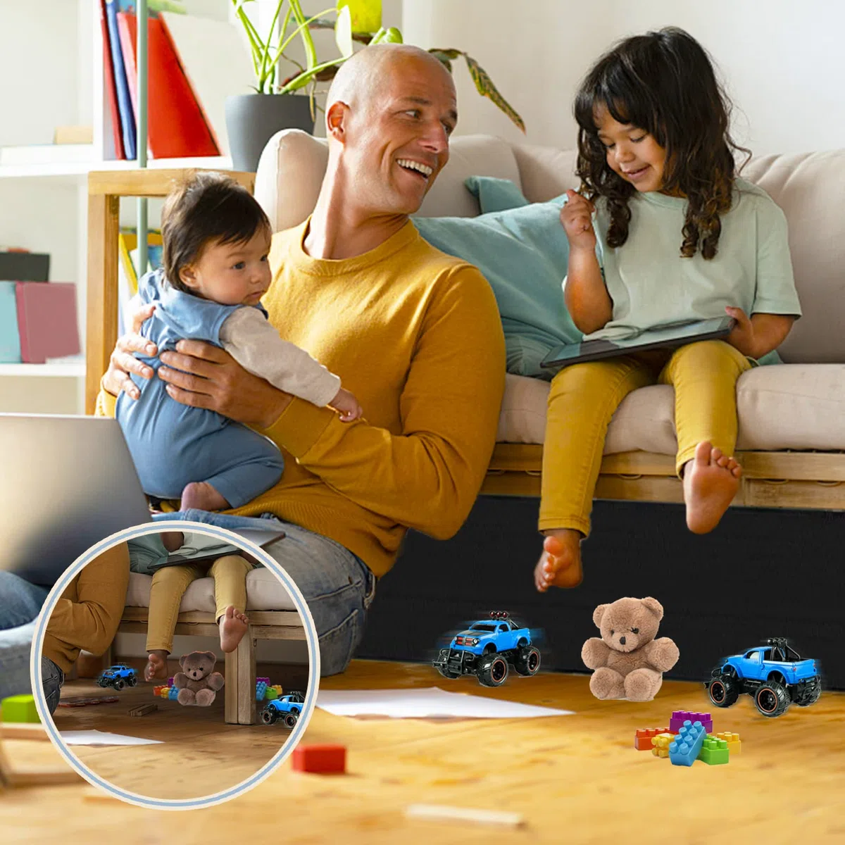 STAY GENT Blocchetti Giocattolo for Under Couch And Under Bed, 11cm Under Couch Blocker for Babies Toys And Pets Toys from Going Sliding, Adjustable Gap Bumper Under Sofa & Under Furniture 3m Long