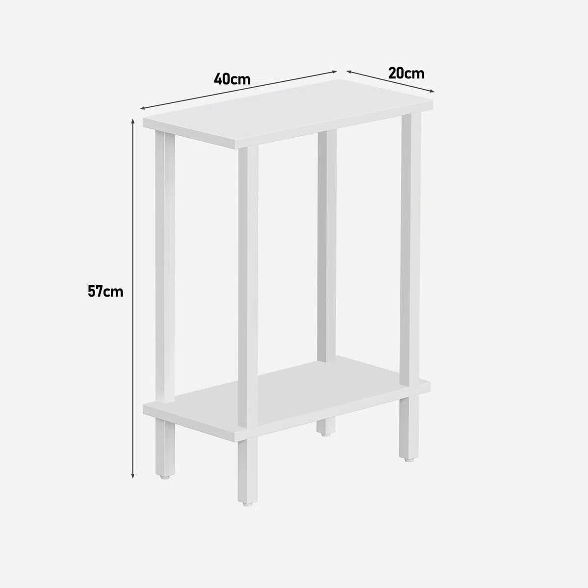 TUTOTAK Piccolo tavolino laterale, tavolino stretto, tavolino sottile per divano, comodino sottile, per soggiorno, camera da letto, bianco TB01BW062EU