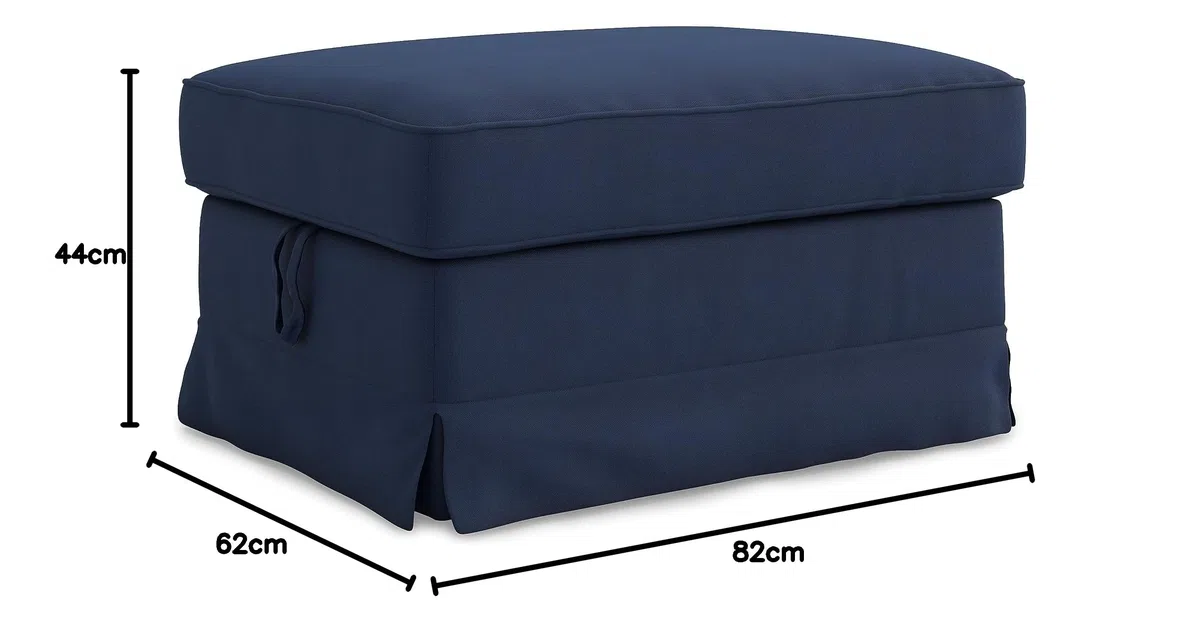 MASTERS OF COVERS Fodera di Ricambio Compatibile con Poggiapiedi IKEA Ektorp - Pouf, Sgabello Copri, 82 x 62 x 44 cm (Blu, Cotone)
