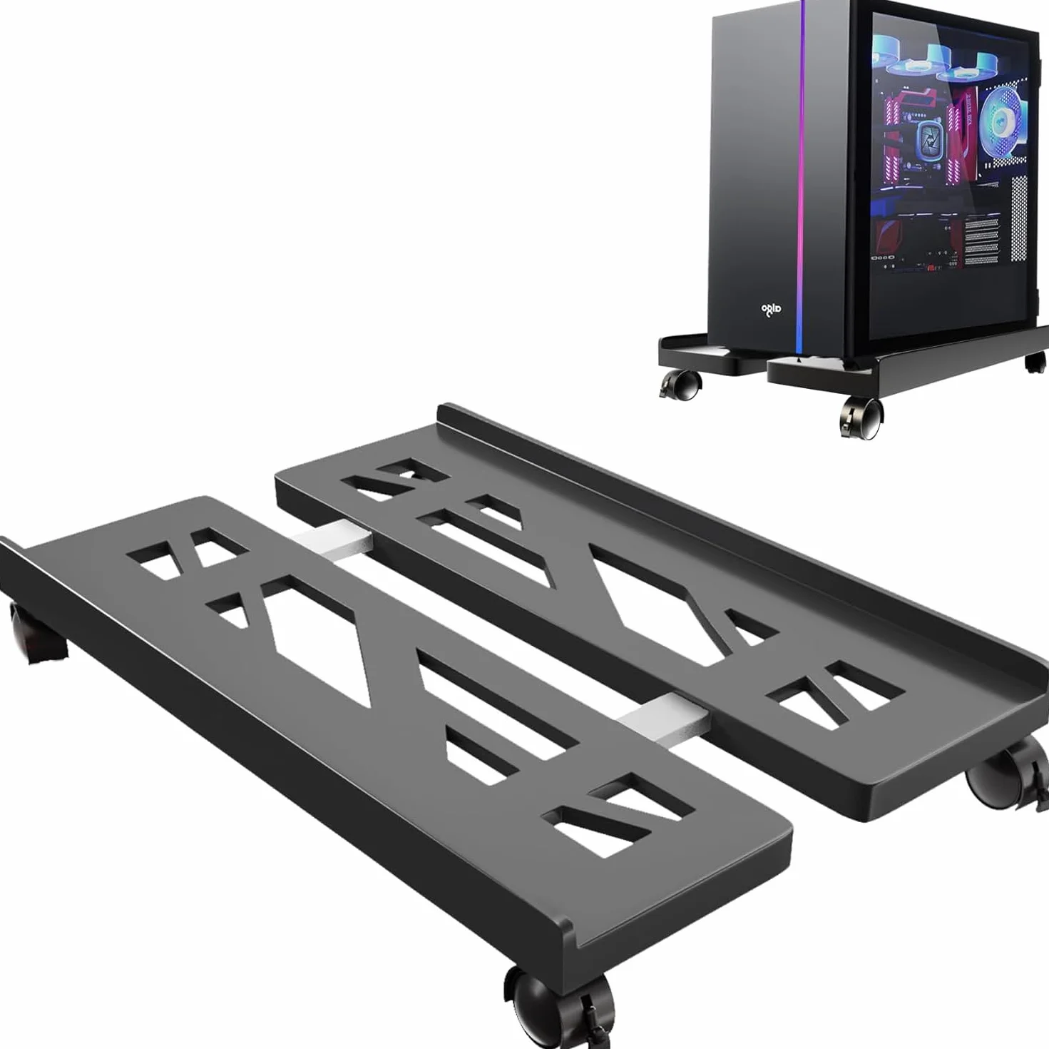 Supporto per PC per PC Tower, Supporto CPU Mobile, Supporto CPU Universale con 4 Ruote, Supporto per Computer Desktop, Studenti, Casa, Carrello CPU Sotto la Scrivania per Gamer Office - Nero