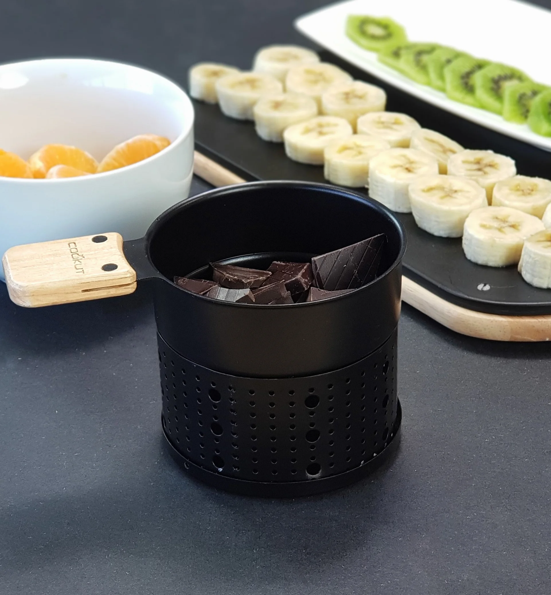 COOKUT- Lumi Choco 2 - Fonduta di Cioccolato a lume di Candela - Preparate Un Dessert Delizioso e sorprendente in Meno di 5 Minuti - 1 apparecchio per 3 Persone