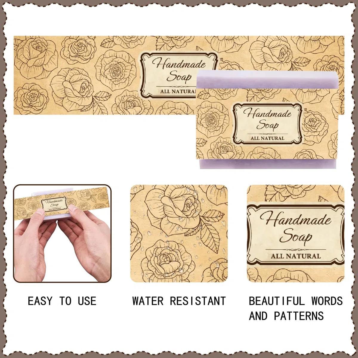 CREATCABIN 100 pz. Confezione Sapone 10 Stili Nastro Carta Sapone Motivo Floreale Vintage Etichette Verticali Sapone Fascette Forniture Imballaggio Saponette Fatte A Mano Confezioni Regalo 5x21cm