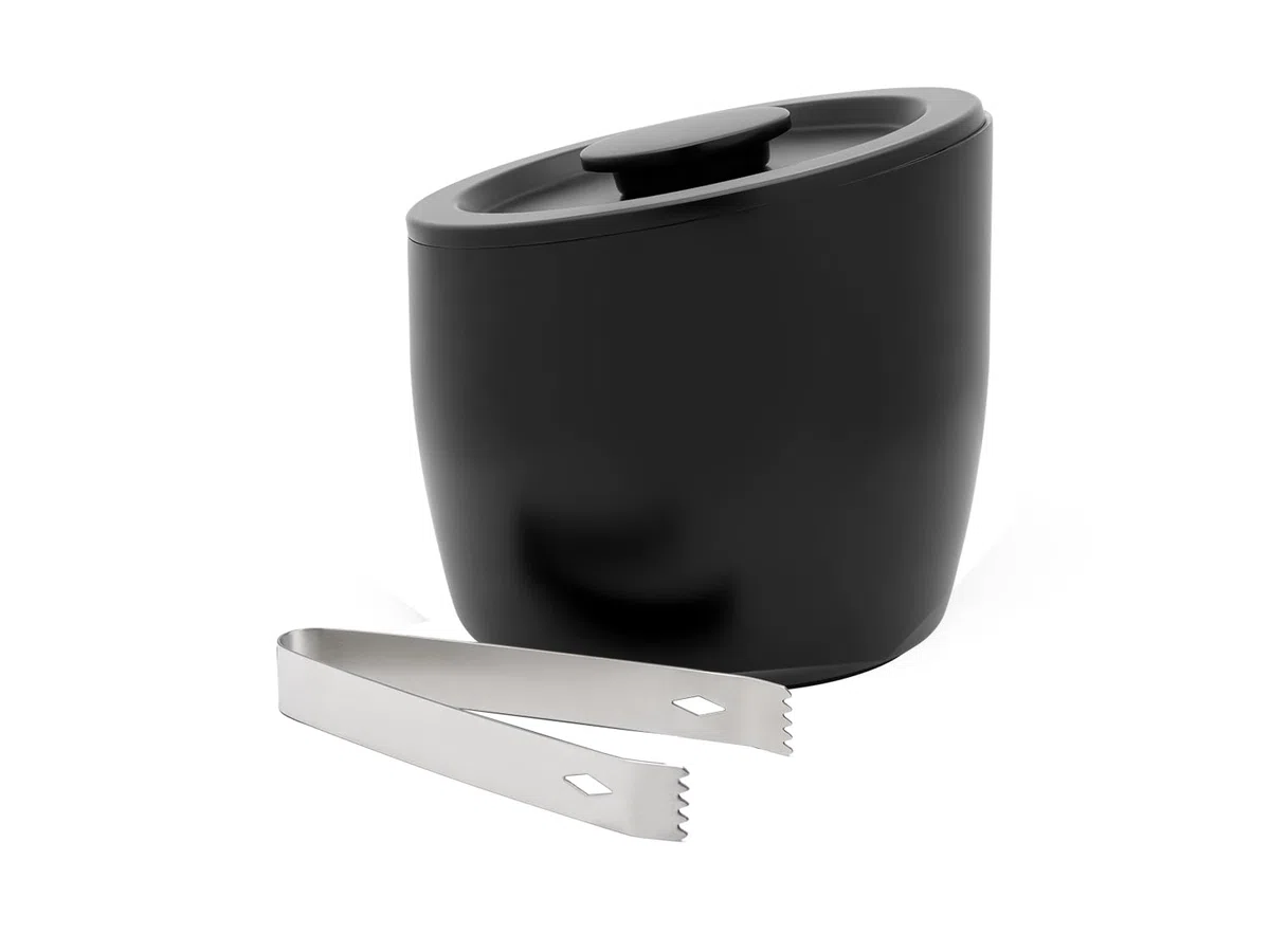 Leopold Vienna - Serbatoio per ghiaccio a doppia parete, in acciaio inox, 2,5 l, nero opaco