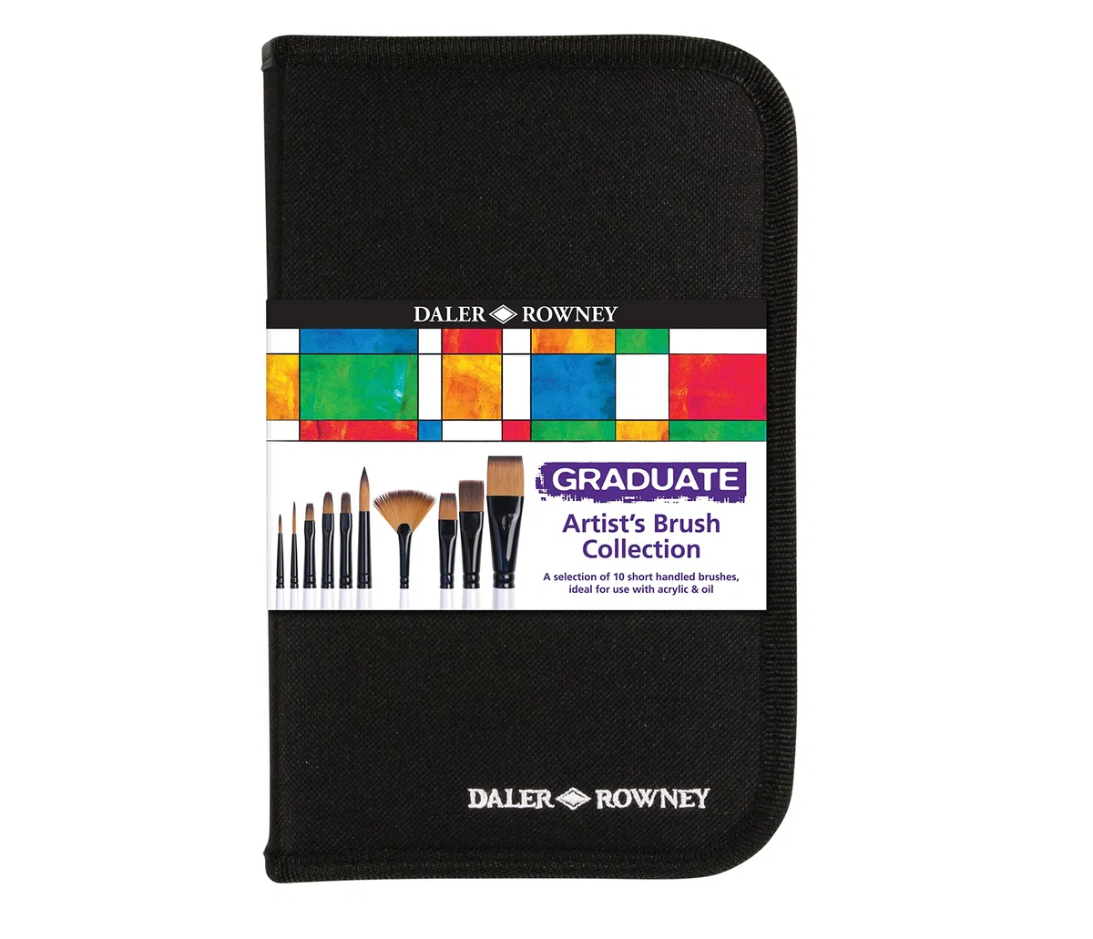 Daler Rowney astuccio con cerniera 10 pennelli sintetici assortiti linea Graduate