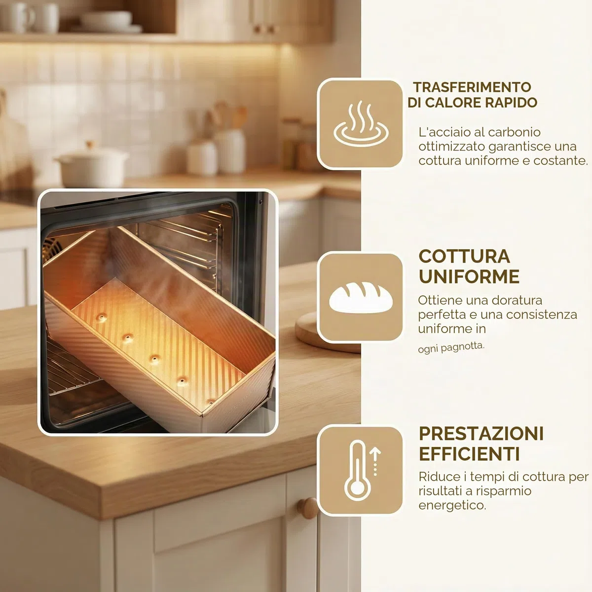 Stampo per Pane Tostato con Coperchio 32x12x11,5cm Teglia Antiaderente per Pane Tostato in Acciaio al Carbonio Stampo Pane in Cassetta con Fori di Ventilazione per Pane Toast e Torte, Oro