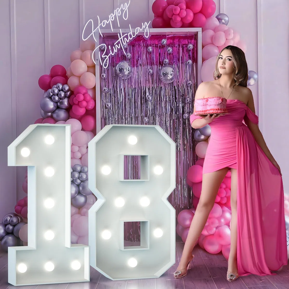 90cm Bianco Numeri Luminosi, 18 Anni Decorazioni, Compleanno, Festa Nozze 18 Anniversario, Cerimonia di Raggiungimento della Maggiore Età, Numero 18