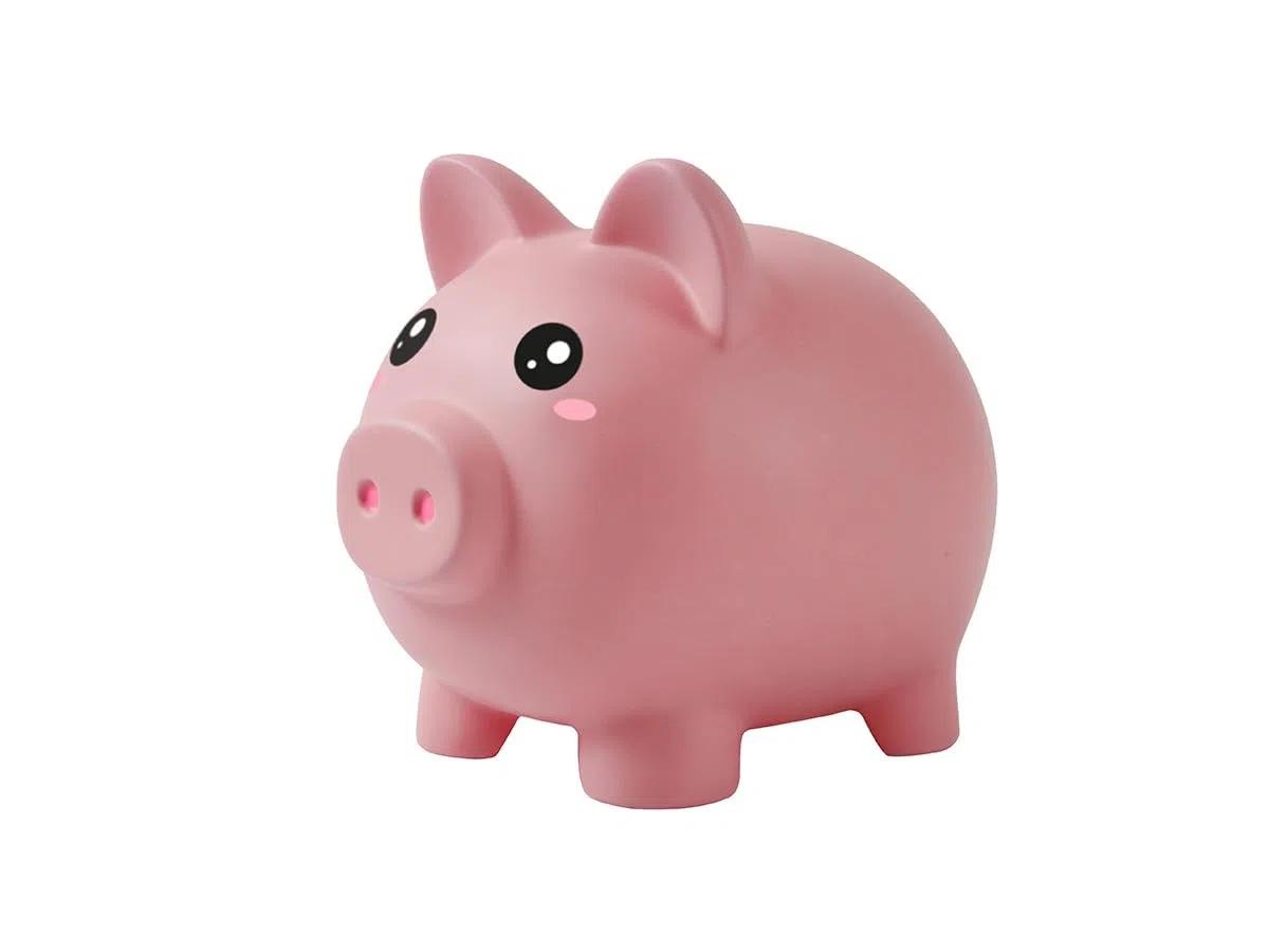 I-TOTAL® - Salvadanaio Divertente Decorativo/Portamonete in Plastica - Idea Regalo (MAIALINO JACKPOT) (PINK PIGGY)