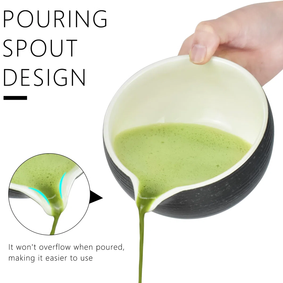 Artcome Bluestone Glaze Kit per Cerimonia del Tè Giapponese, Ciotola con Beccuccio Versatore, Frusta, Paletta, Colino in Polvere, Set per Preparare Usucha, Koicha e Matcha