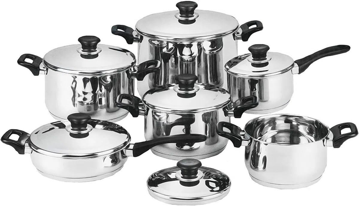 BATTERIA DI PENTOLE BAVARIA 12 PEZZI IN ACCIAIO INOX 18/10