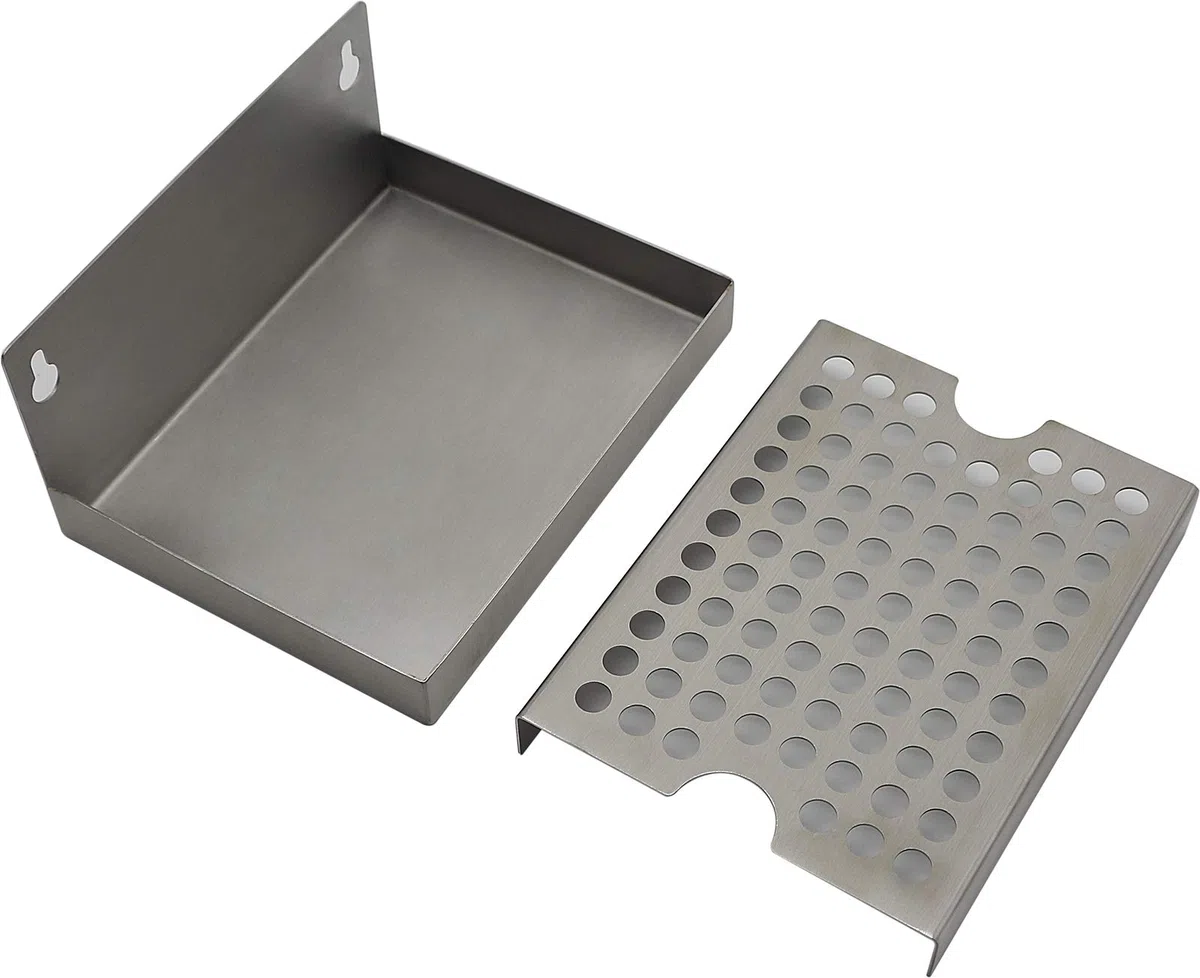 Vassoio raccogli-gocce in acciaio inox da fissare a parete, per spillatore di bar e pub, e per frigo-birra domestici