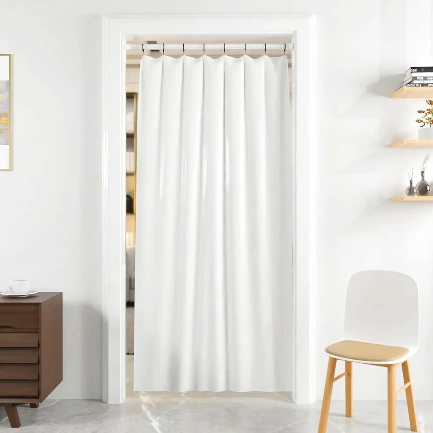 Aste Per Tende Senza Forare Telescopica Estensibile Bastone Tenda Estensibile Per Bagno Finestre Bianco 83-190CM