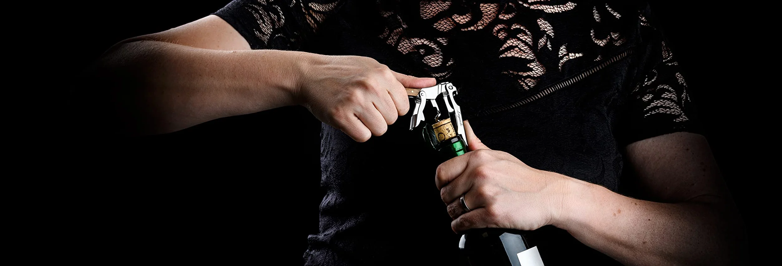 Laguiole Style de Vie cavatappi, apribottiglie con taglierina, sommelier, legno d'olivo
