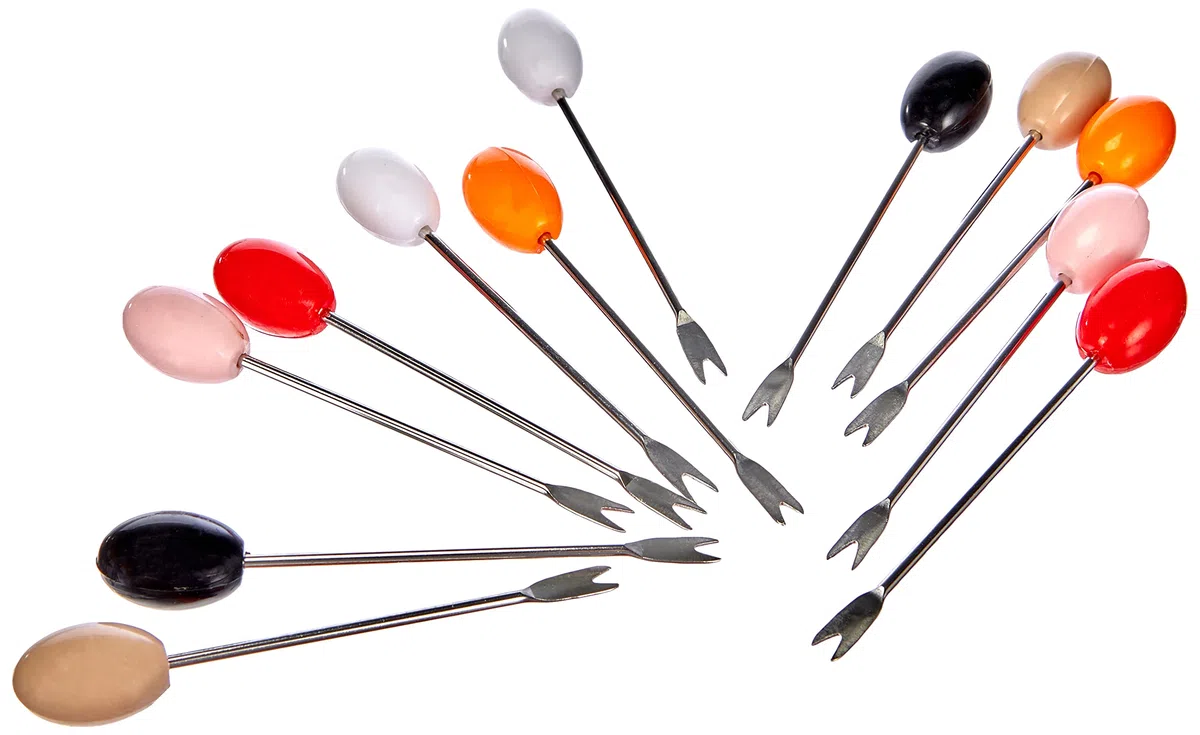 Paderno 41686-12 Forchettine per Lumache, Frutti di Mare, Formaggi, Olive, Forchettine Aperitivo, Lavabile in avastoviglie, in Acciaio CromatoConfezione 12 Pezzi