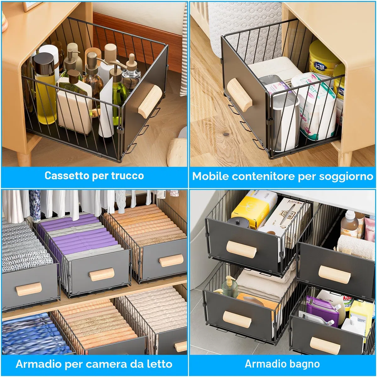 Diealles Shine Cassetto Estraibile Cucina, 24x40x17CM Cassetti Scorrevoli per Cucina, Senza Bisogno di Trapano Cassetto Telescopico per Armadi