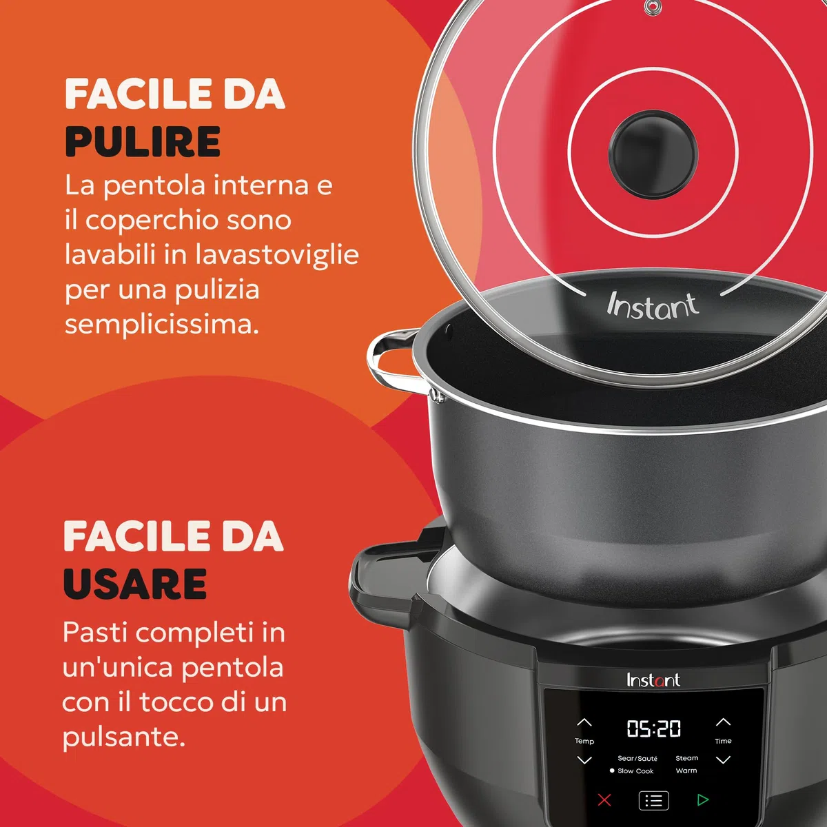 Instant Pot - Pentola A Cottura Lenta Superiore - Sistema di cottura multifunzione da 7,1L con impostazioni di cottura lenta, saltata, vapore e mantenimento del caldo, antiaderente