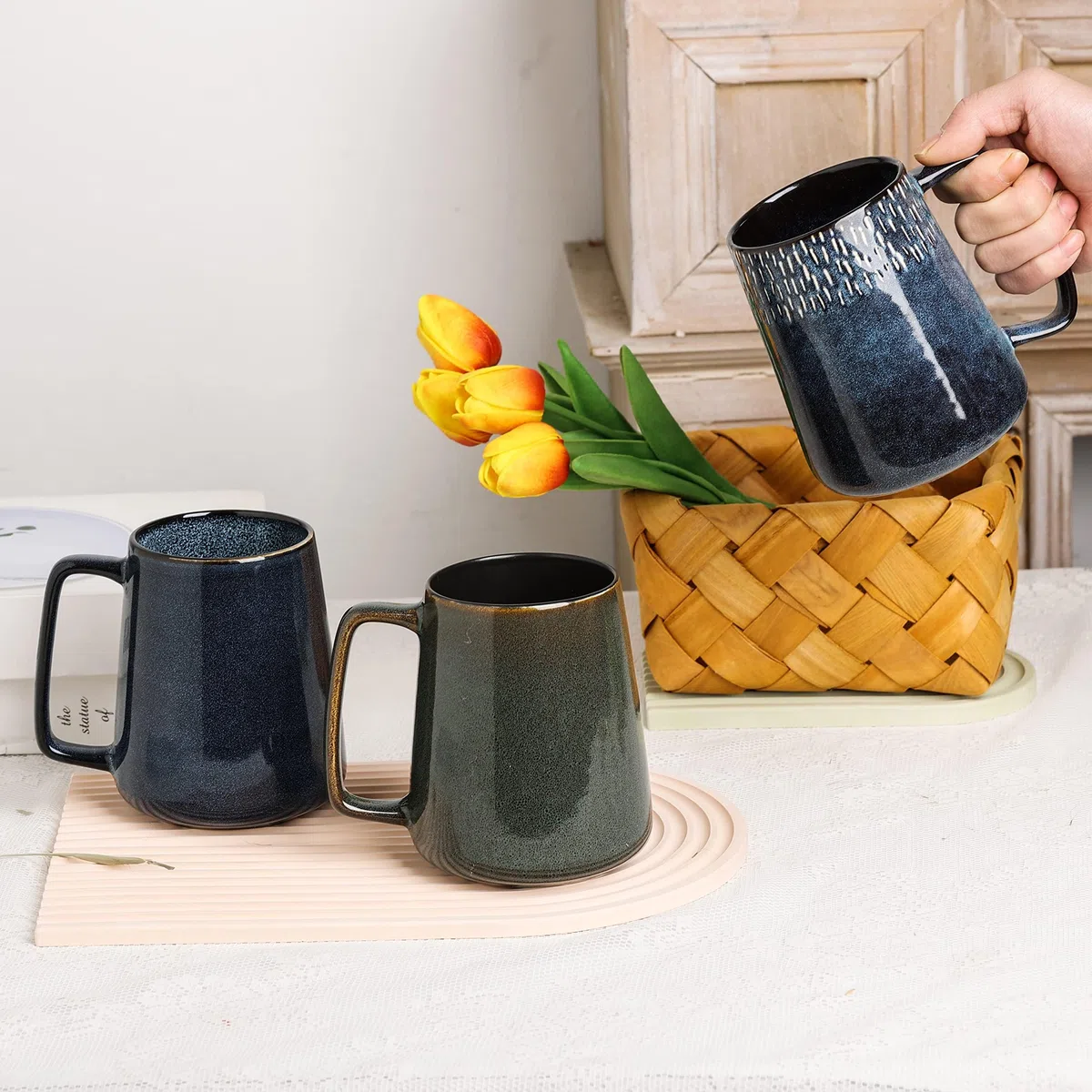 Grandi Tazze Da Caffè In Ceramica, 24 Oz / 700ml Tazze Extra Large, Per Cappuccino, Latte, Cacao Caldo O Tè Caldo - Regalo Di Vacanza (24 oz Dark Green)