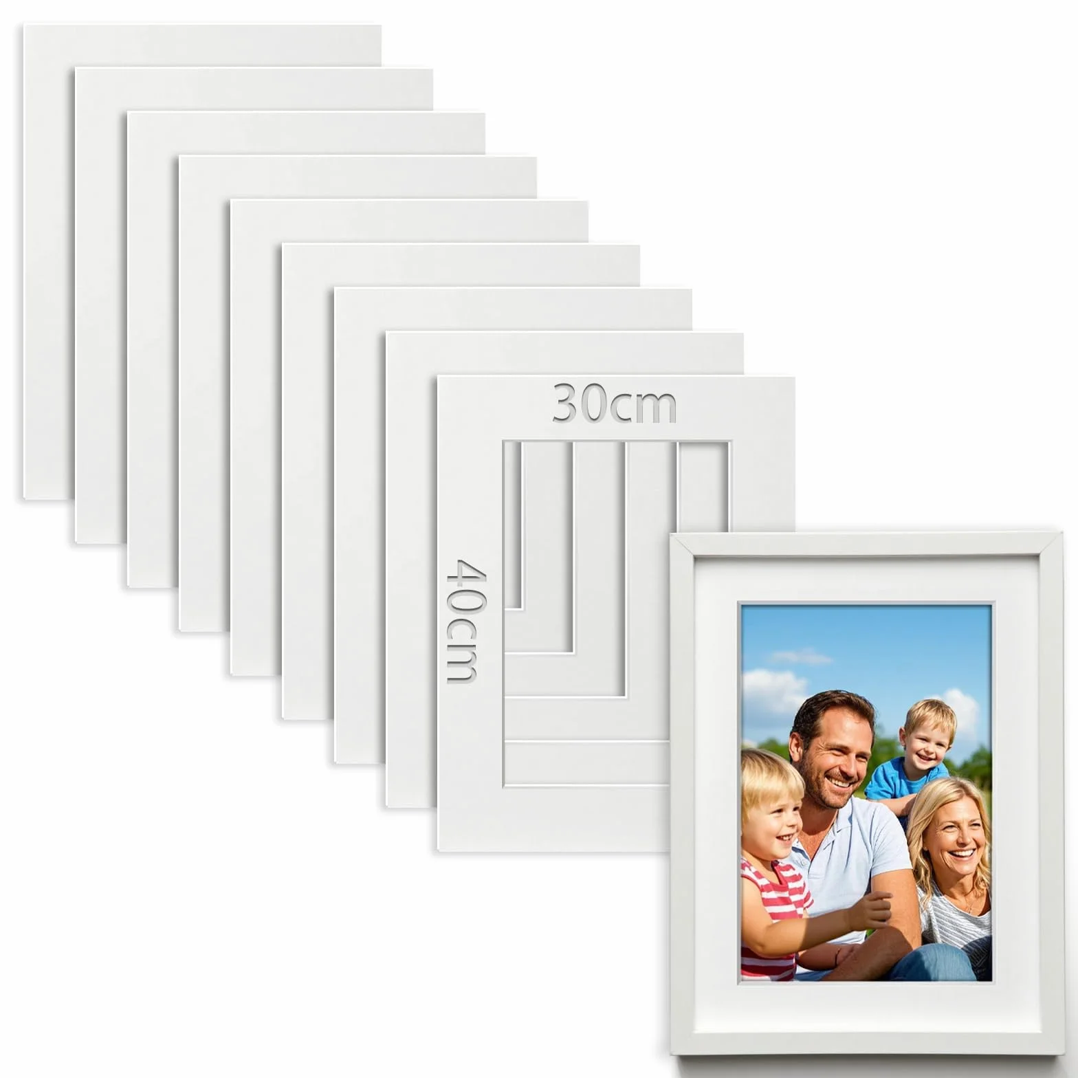 10 Pezzi Passepartout 30x40 cm Passepartout per Cornici Diametro Interno 19x29 cm Spessore di 1,5 mm Bianco per Cornici Foto Quadri Stampe d'Arte