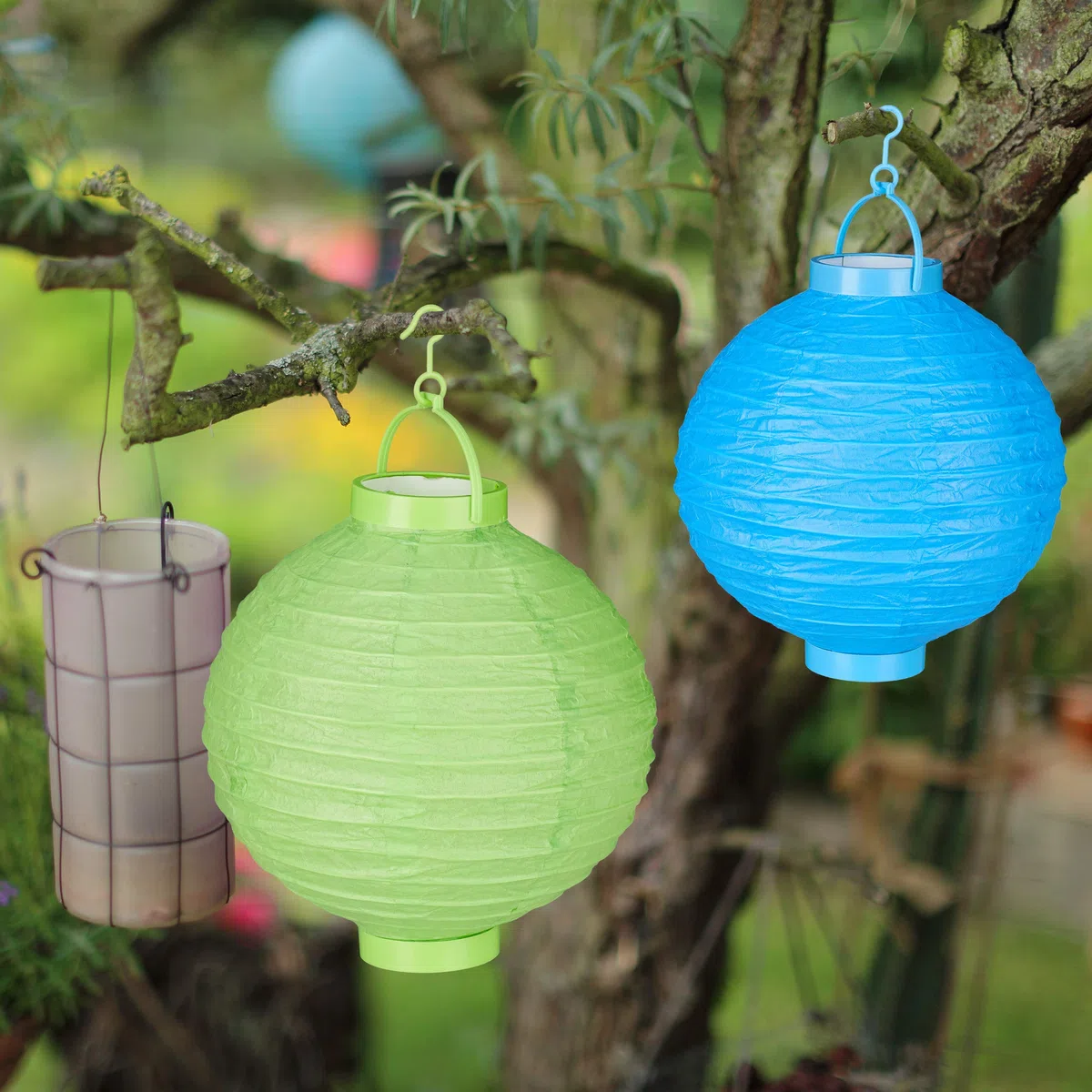 Relaxdays Lanterne LED Colorate, Set 10, a Batteria, per Interni & Esterni, da Appendere, Carta, Ø 20cm, Colorate