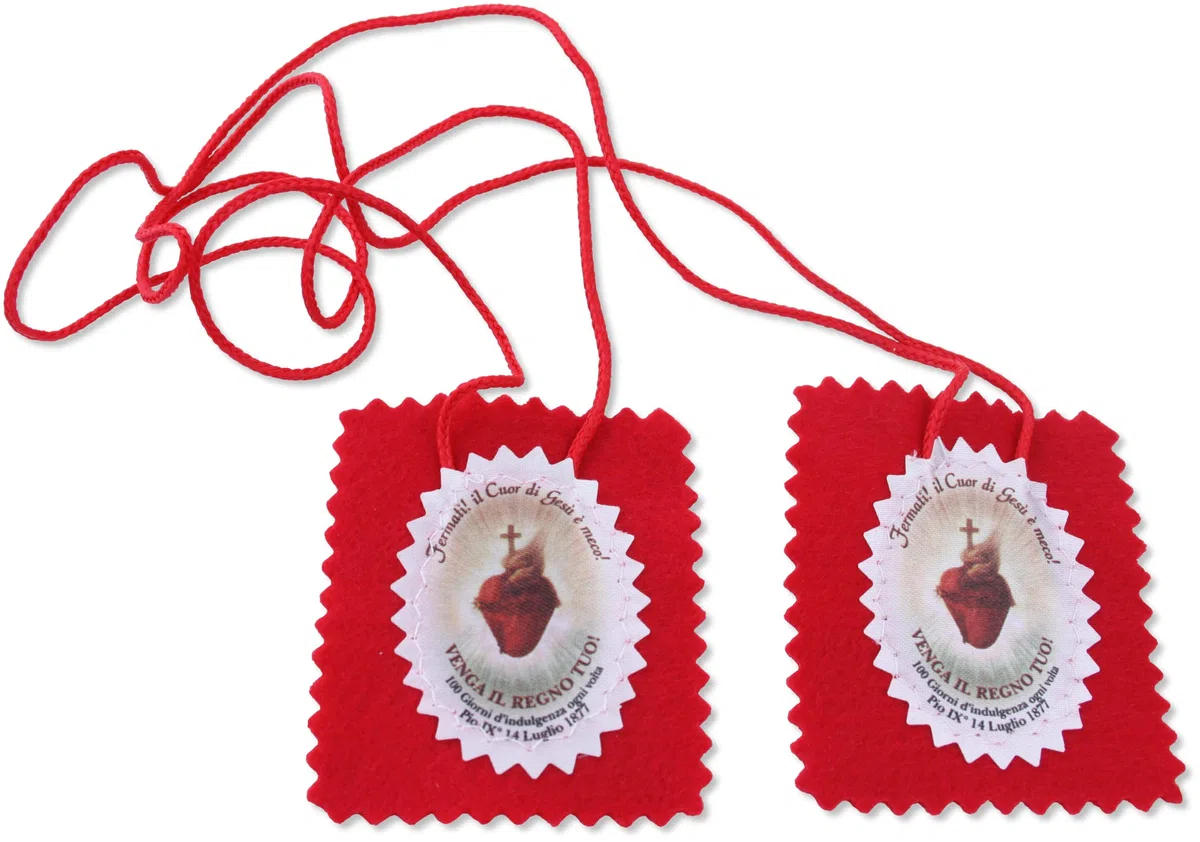 Scapolare in Tessuto Sacro Cuore di Gesù - Set 10 Pezzi - Cm 7x5,5