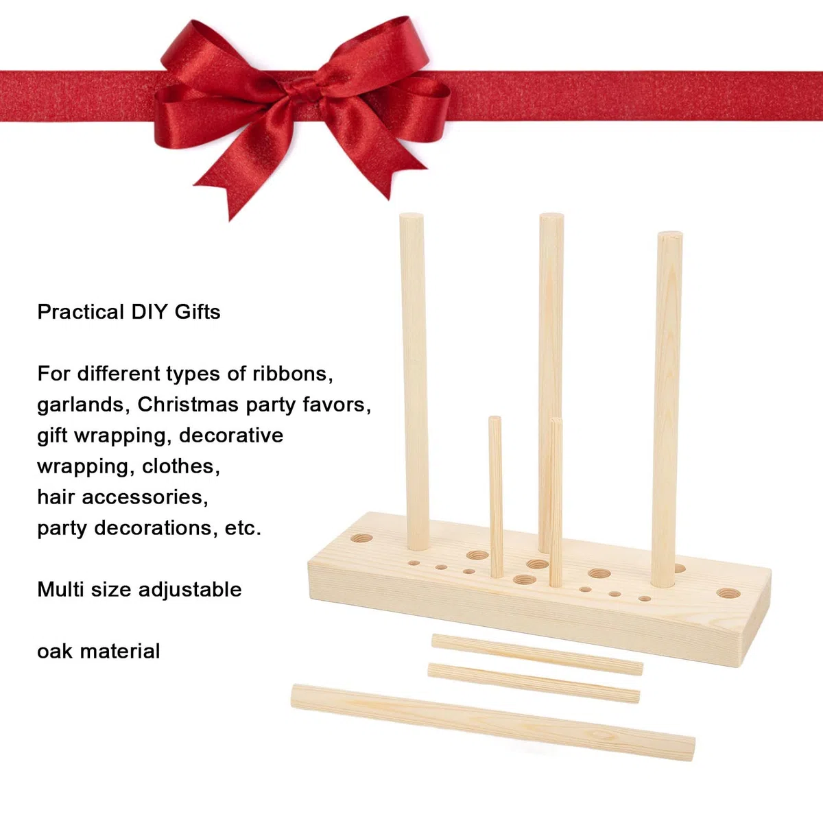 Tyenaza Bow Maker, Kit Regolabile per Creare Fiocchi, Multi Dimensioni con Bastoncini di Legno per Fare Fiocchi, Decorazioni per Feste Artigianali Fai-da-Te (con Manuale)