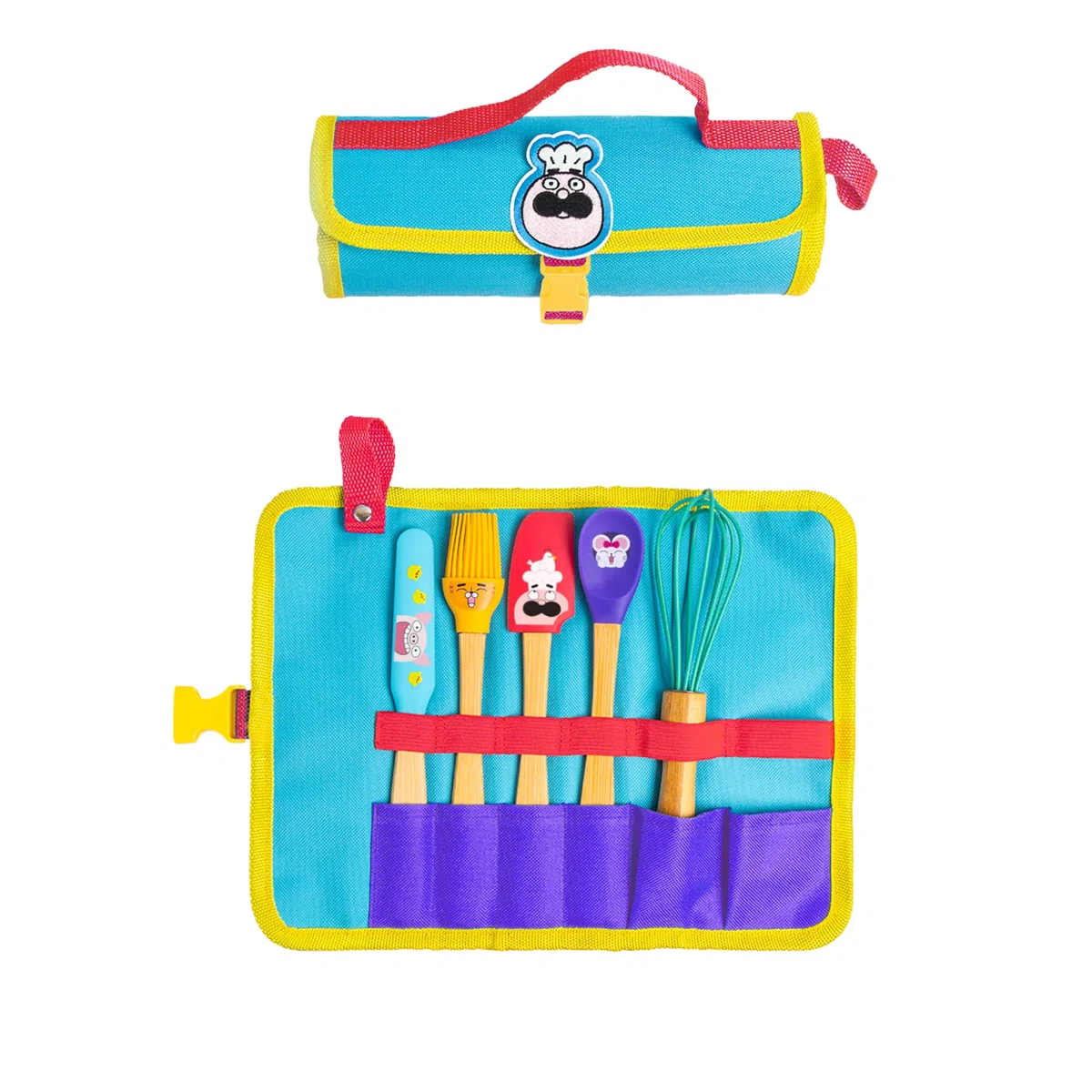 Chefclub Kids – Set Mini Utensili da Cucina per Bambini – Astuccio con Frusta, Spatola, Cucchiaio, Marisa e Pennello – Materiali Senza BPA – Apprendimento Divertente – Dai 4 Anni in Su