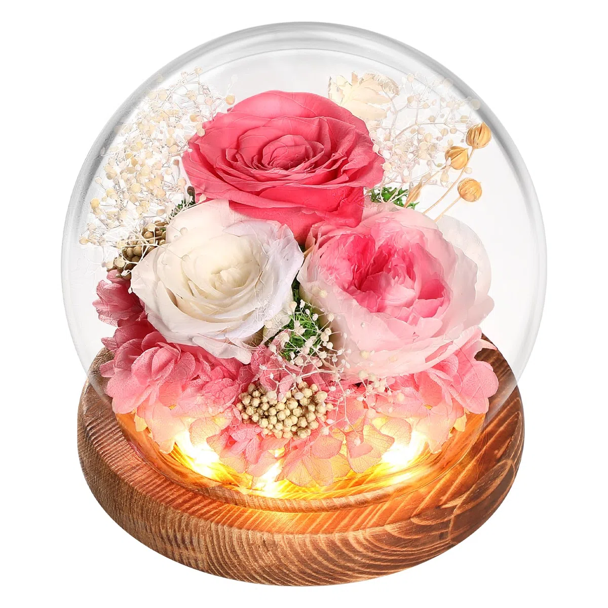 WYRIAZA Rosa Stabilizzata Vera in Vetro, Idee Regalo Donna Mamma Compleanno San Valentino per Lei Natale Festa Della Mamma