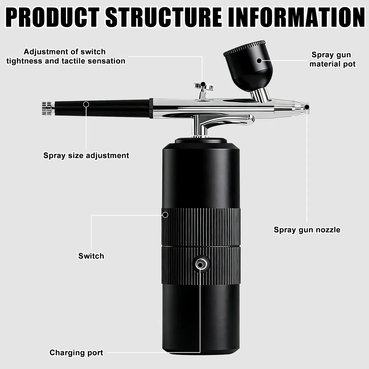Set aerografo con compressore: pistola a spruzzo senza fili, kit aerografo, pistola portatile con compressore, pistola a spruzzo portatile ricaricabile USB, set per idratazione della pelle, tatuaggio