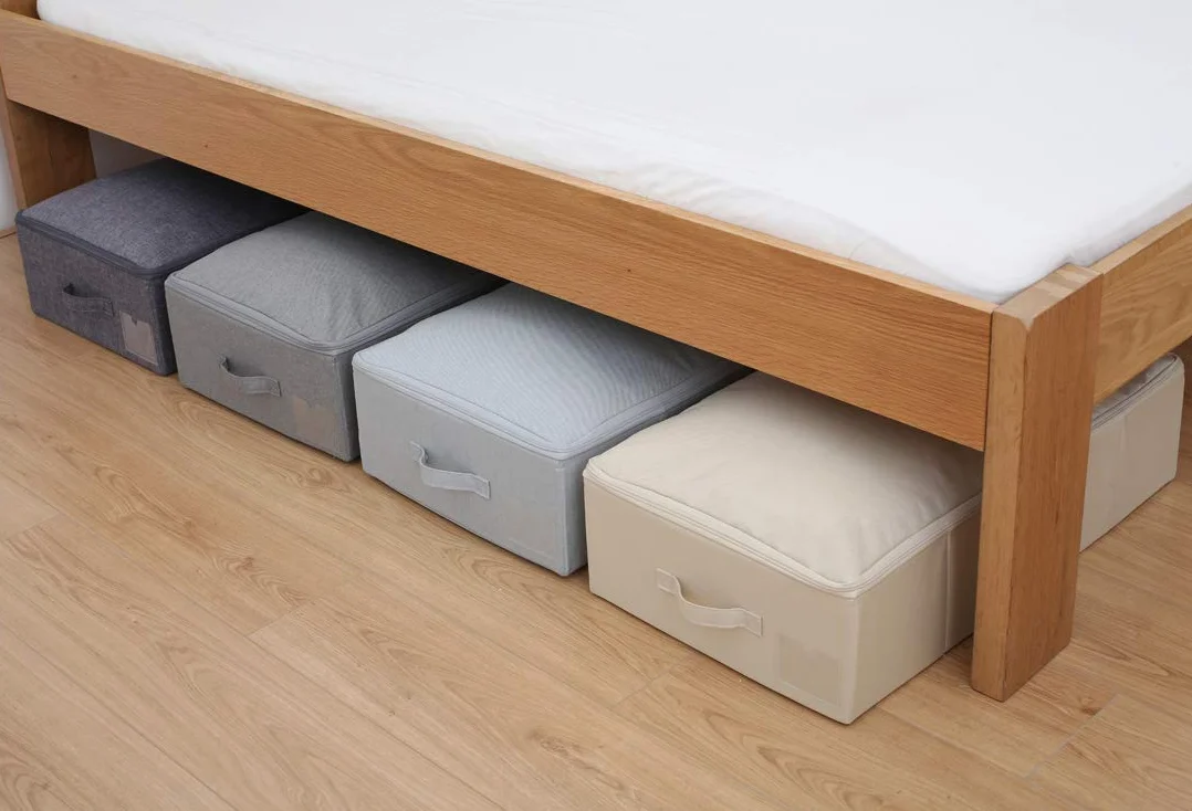 iwill CREATE PRO Pieghevole con Coperchio sotto la Scatola di immagazzinaggio del Letto, Bordo Inferiore Amovibile, pattumiere sottobase AntiGraffio, Beige