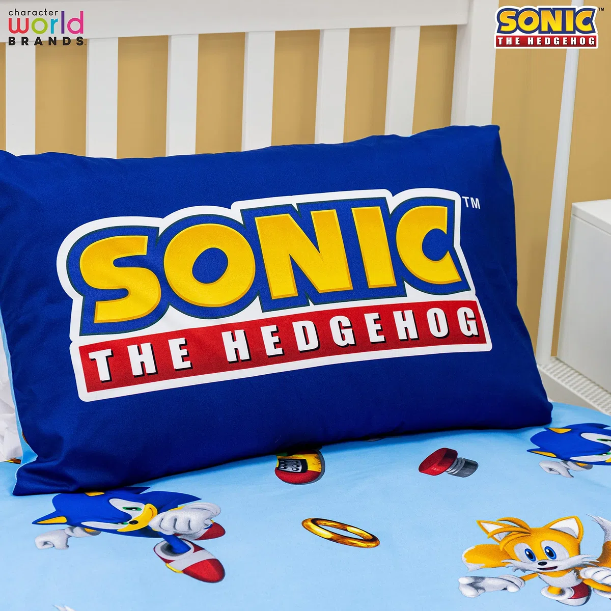 Sonic The Hedgehog, set copripiumino per letto singolo ufficiale con design Jump reversibile su 2 lati, con federa coordinata, set da letto singolo da gioco di Character World Brands | policotone