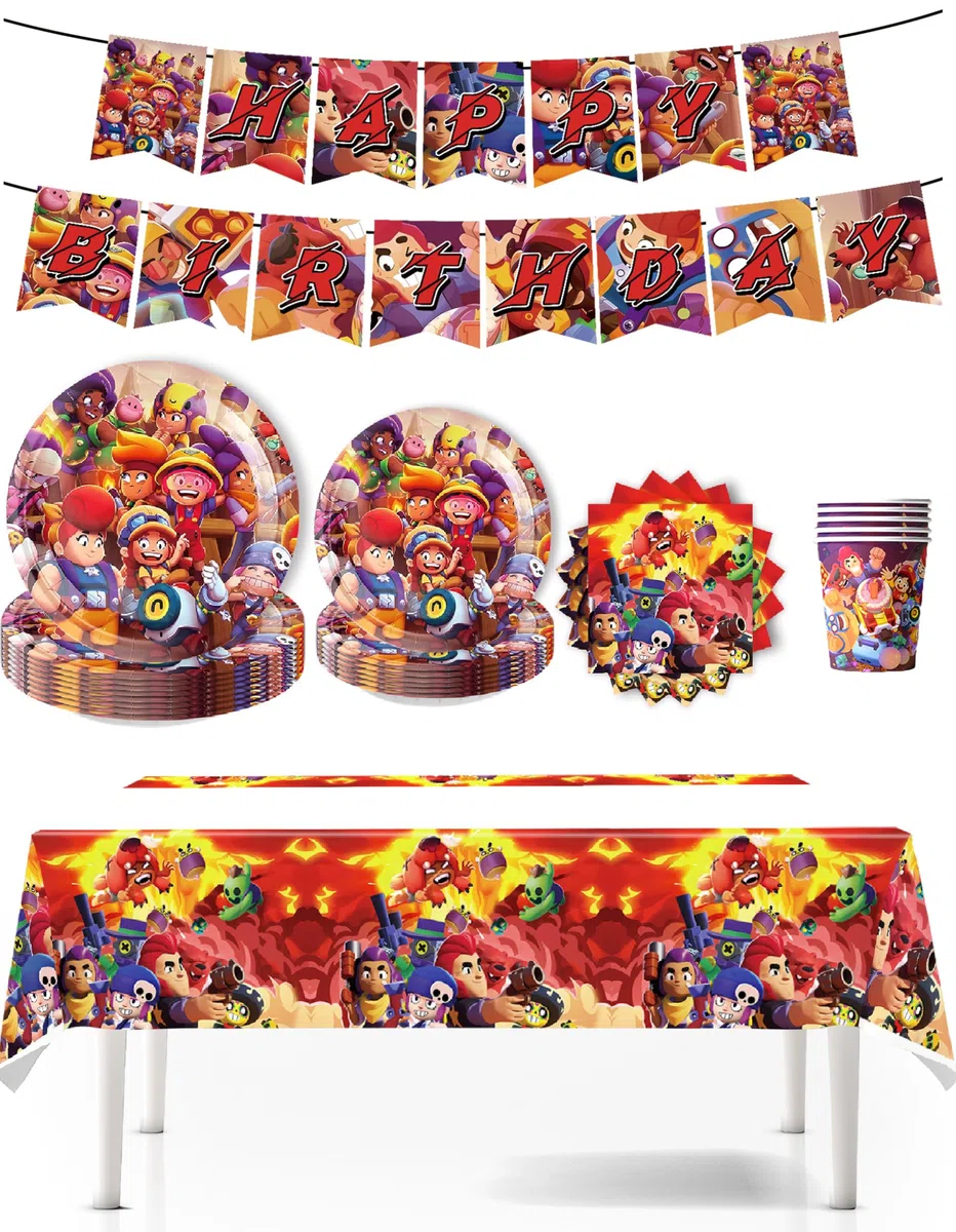 Stoviglie per Feste Stars Cartone Animato Personaggi Stoviglie Set Stars Party Tableware Supplies per Feste diCompleanno per Ragazzi e Ragazze (arancione)