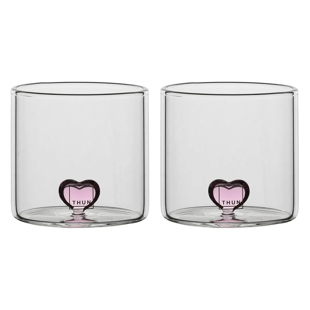 THUN - Set 2 bicchierini con cuore - vetro - Collezione Bomboniera - Ø 6 cm - 6.2 cm h (Confezione da 2)