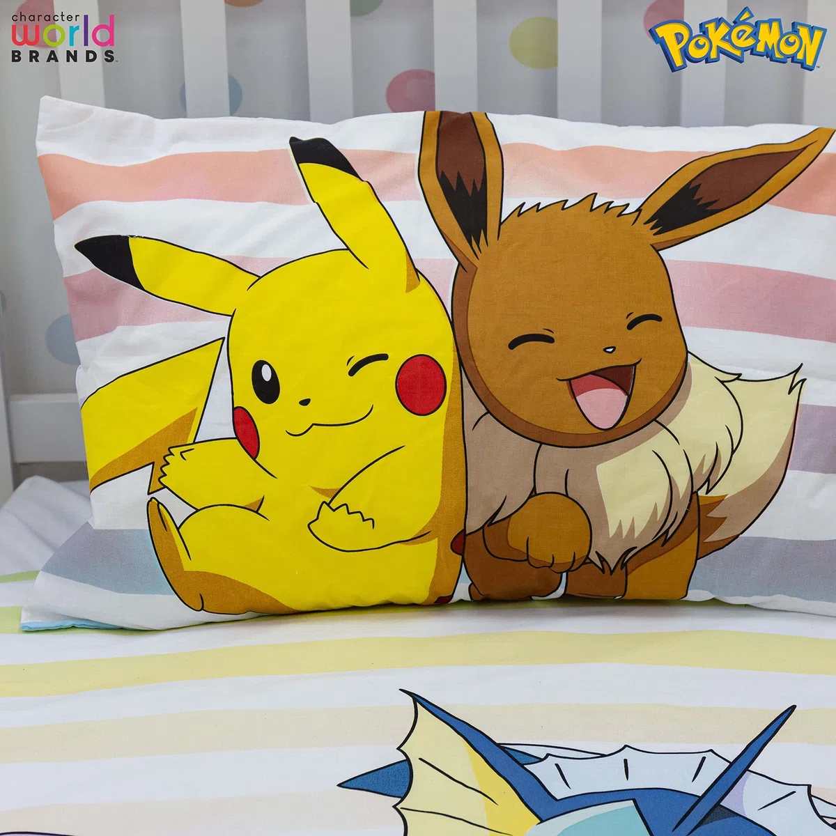 Set copripiumino singolo per bambini, con licenza ufficiale, motivo Pikachu Group reversibile a 2 lati, con federa coordinata, set da letto singolo di marca del mondo dei personaggi | policotone