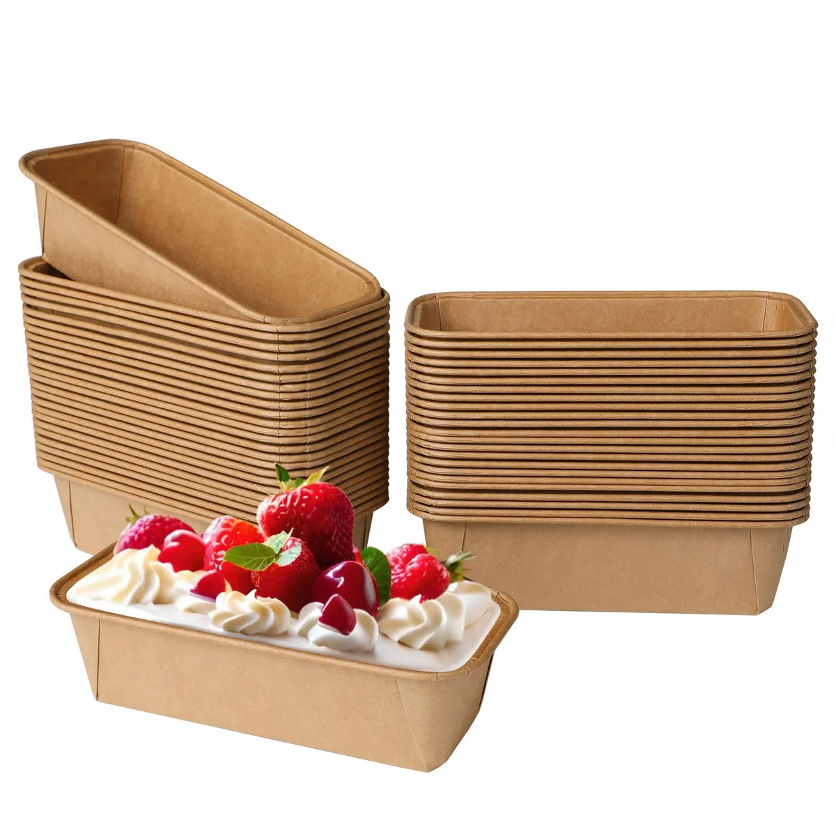 50 Pezzi Stampi in Carta Monouso 15.5x5.4x5.3cm Teglia in Cartone Guardini Monouso Pirofila di Carta usa e Getta Adatti al Forno Plumcake Pane Torte Muffin Marrone