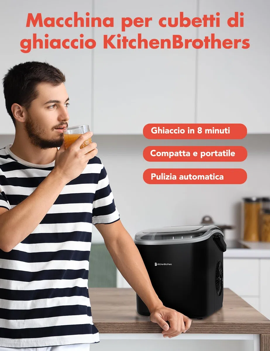 KitchenBrothers Macchina per il ghiaccio professionale – Macchina per il ghiaccio tritata – Macchine per il ghiaccio – Macchina per il ghiaccio – Portatile con manico – con paletta per ghiaccio – 1,2