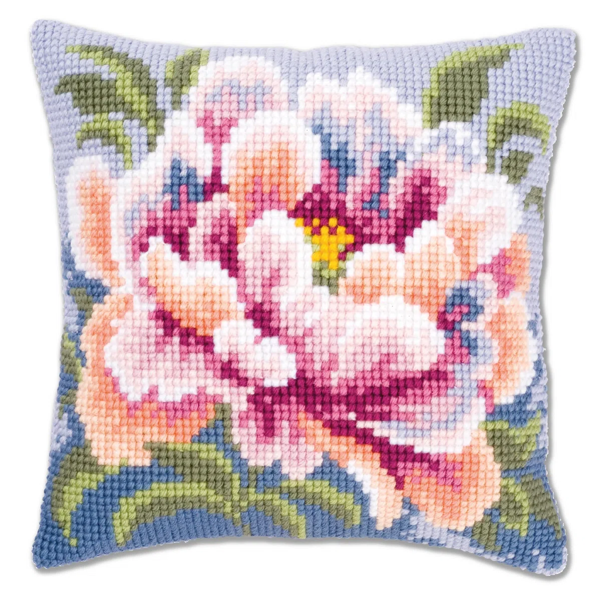 VERVACO Kit Cuscino Punto Croce Camelia Set Ricamo Principianti Cuscini Gobelin Decorativi ca. 40 x 40 cm Accessori per Lavoretti Creativi DIY Casa Decor Hobby Adulti Cross Stitch