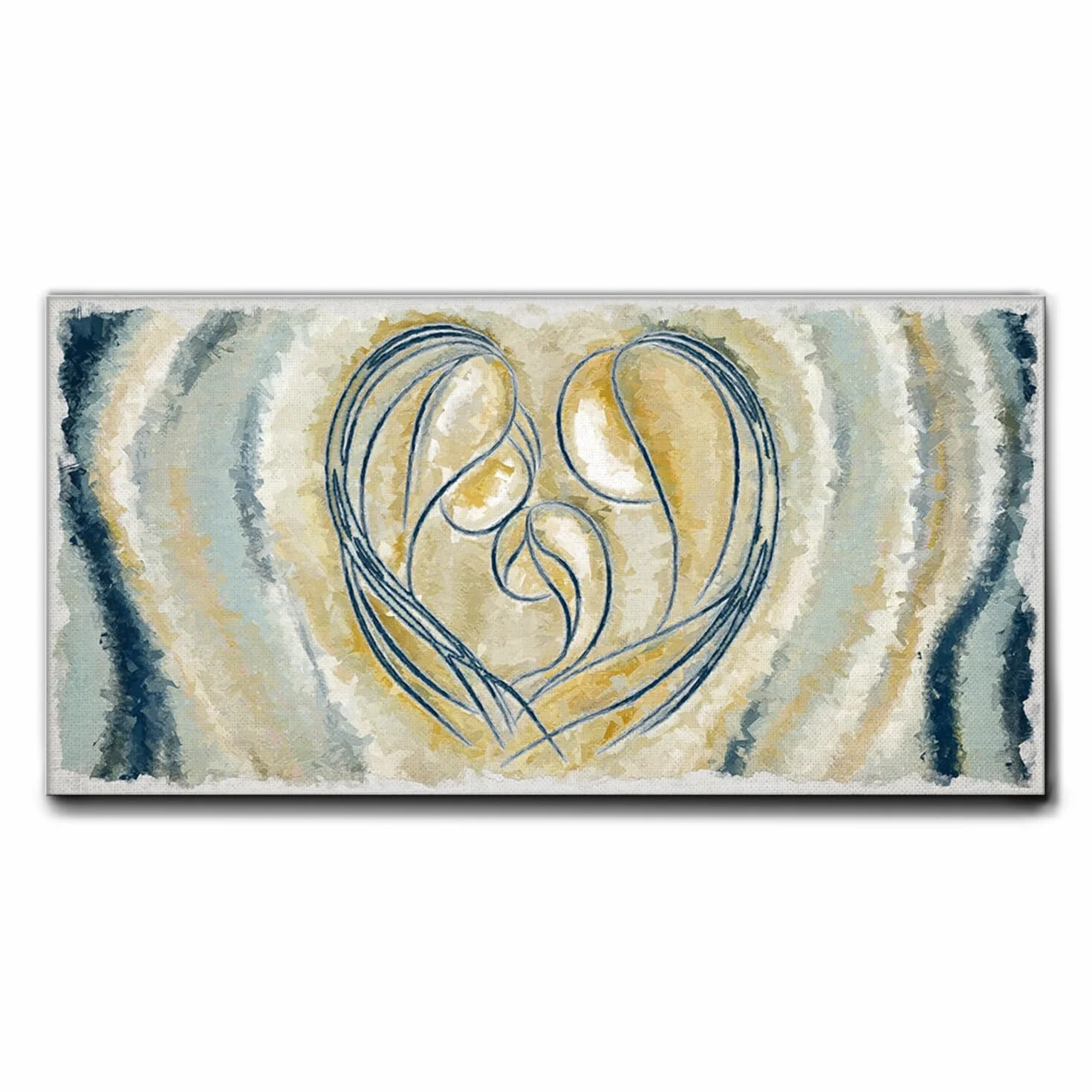 Giallobus - Quadro - 26 - Capezzale Moderno per la casa - Unione Sacra Famiglia - Tela Canvas Telaio Standard - 100x50 - Pronto da Appendere - Quadri Moderni per la casa