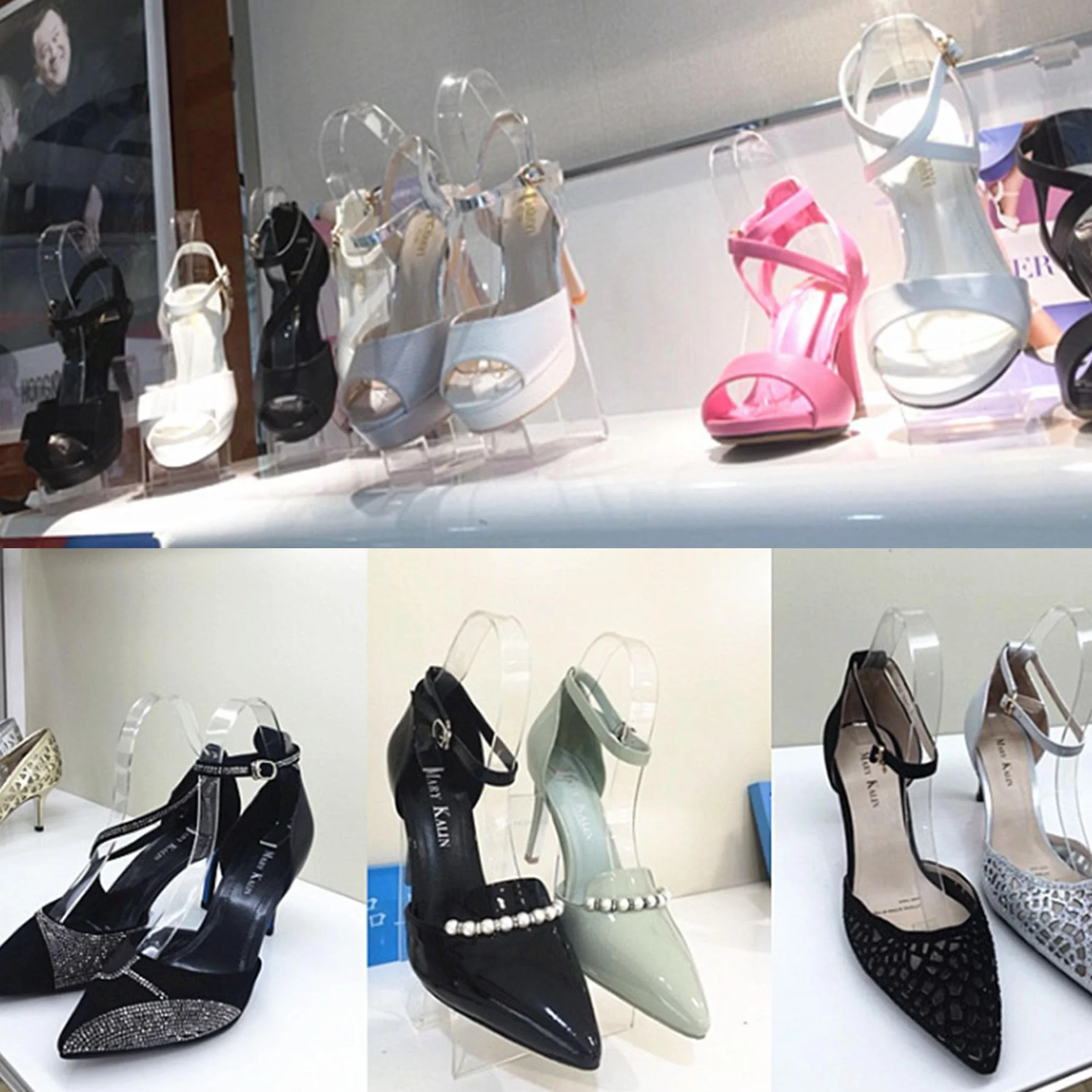 6 Pcs Espositore Sandalo Trasparente Supporto Scarpe Organico Acrilico Chiaro Sandali Stand Sandali Scarpe Presentazione Custodia Elastica Scarpe Supporti Scarpe