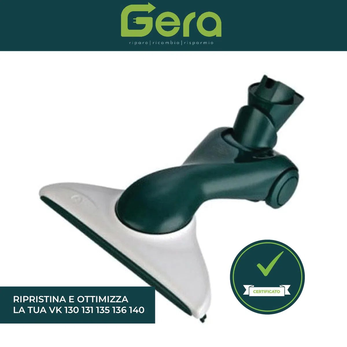 GE.RA Spazzola Folletto HD 40 per Aspirapolvere Vk 130/131/135/136/140/150