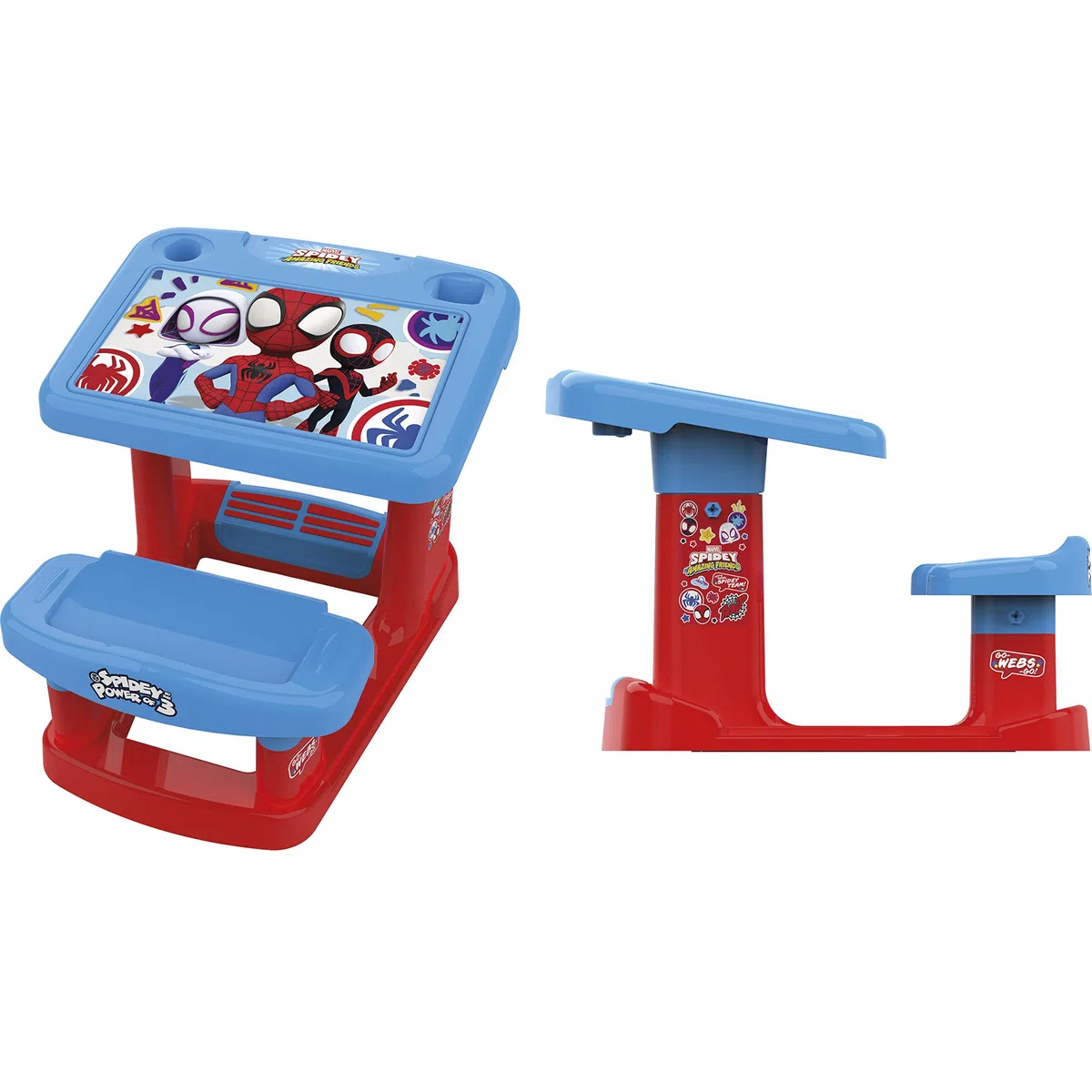 Chicos - Banco Scuola Spidey | Scrivania Bambini Spidey | Scrittoio per Bambini con Ampia Superficie di Lavoro e Vani Portaoggetti | Include 5 Illustrazioni di Spidey | A Partire da 24 Mesi (51063)