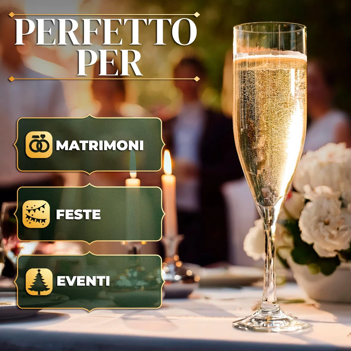 ActivoTex Calici Plastica Spumante per Matrimoni. Confezione da 12 Pezzi Transparente Bicchieri Flute Plastica Ultra Resistente Rigida Lavabili Vino Champagne Cava Versatili, Durevoli e Sicuri