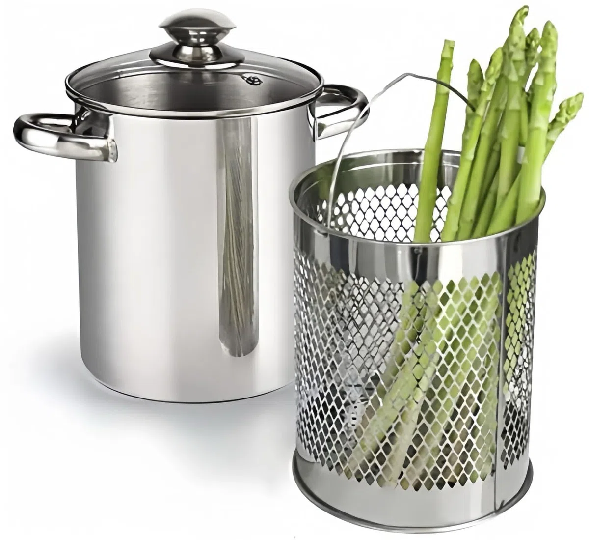 Pentola per asparagi in acciaio inox vaporiera con cestello e coperchio per pasta 16 cm 4 l