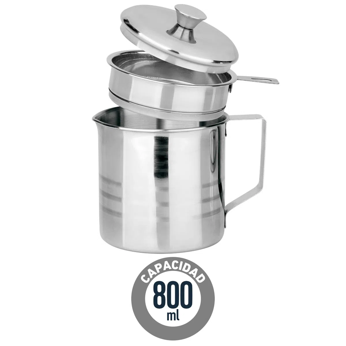 TIENDA EURASIA - Grasso Con Filtro a Maglia Sottile, ø10 cm, 800 ml di Capacità, Acciaio Inossidabile, Bicchiere Con Filtro Per Olio Usato, Colino
