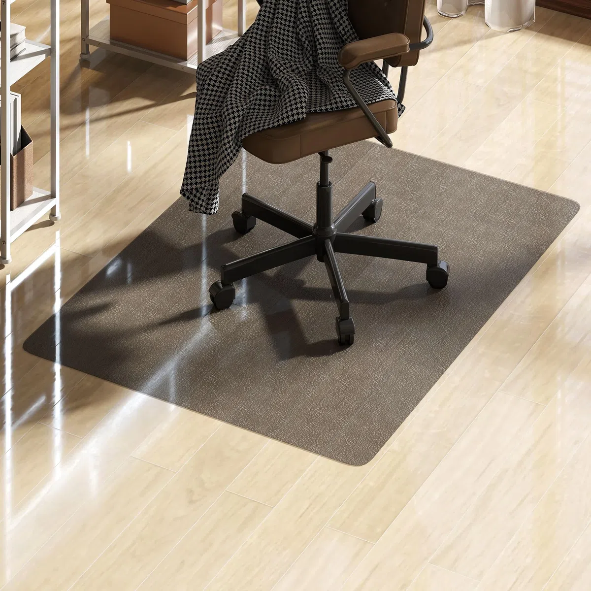 HOMCOM Tappetino Salvapavimento 120x90 cm Nero, Tappeto per Sedia da Ufficio in Plastica